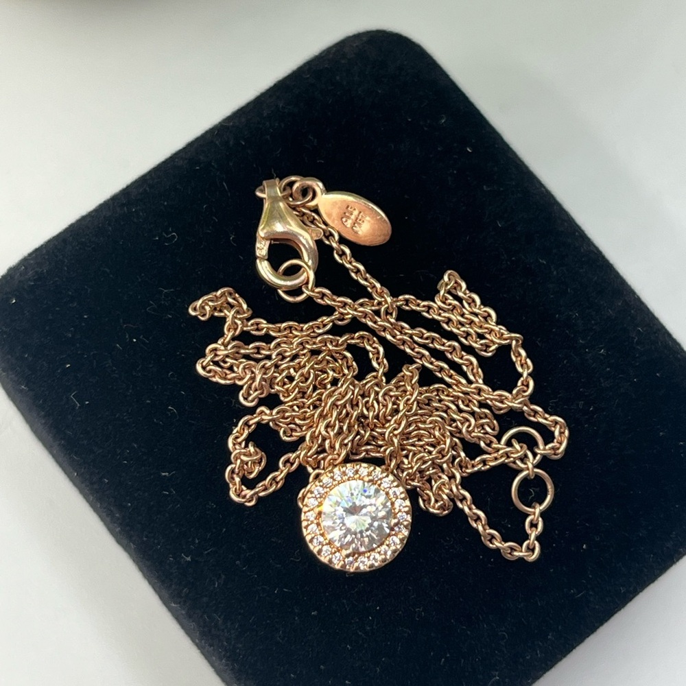Pandora Rose Gold Sparkle Halo Chain Necklace